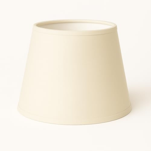 30 cm Lampenschirm, Kegel, Baumwollstoff mit weißer PVC-Rückseite, handgefertigtes Produkt, für Tischlampe, Stehlampe (Elfenbein)