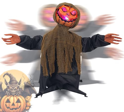 Acunny Animatronische Halloween-Dekorationen für den Außenbereich, Geist, Kürbis, für den Außenbereich | Leuchtendes, schwingend mit Sound, für Garten, Hof, Terrasse, Allee, Halloween