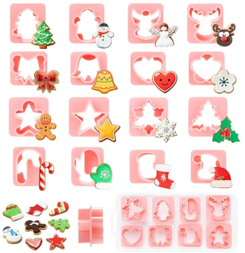 MELLIEX 8 Stück Ausstechformen Weihnachten Doppelseitige Plätzchenausstecher aus Kunststoff Keksausstecher Weihnachten Ausstecher Set für Fondant Kekse Backen Tortendeko