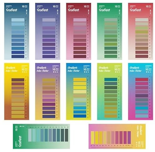 2400 Stück Haftstreifen Haftnotizen Sticky Notes Seitenmarker Klebezettel | 12 Set Kleine Selbstklebende Transparent mit Lineal Page Marker Annotating Tabs for Books und Index für Büro, Schule