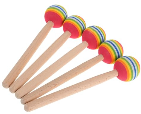 Hemobllo 5pièces Baguettes de Percussion Arc--Ciel pour Garçon Fille Baguettes de Caisse Claire Timbales Accessoires pour Instruments de Musique