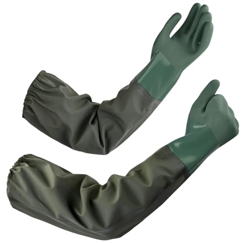 Eulihent 27 Pond Gloves Long Arm Waterproof Drain Cleaning Gloves PVC Reusable Heavy Duty Chemical Resistant Protective Gloves for Aquarium Fishery Machinery Industry