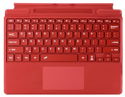mobee Tastiera per Microsoft Surface Pro Copilot+ (11a edizione) / Pro 11 / Pro 10 / Pro 9 / Pro 8 / Pro X, 13 pollici, cover rimovibile con touchpad, retroilluminazione a 7 colori, portapenne (rosso)