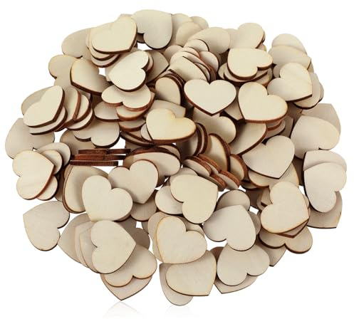 100 Stück Holzherzen zum Beschriften 25mm Kleine Holz Herzen Deko Holzscheiben zum Basteln Holzherz Streudeko für Geburtstag Hochzeit DIY Handwerk Tischdeko Bilderrahmen