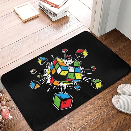 OOAXBEED Explodierender Rubik's Zauberwürfel – rutschfeste Fußmatte für Eingangsbereich, Bad, Küche, Wohnzimmer oder als Geschenk für Mathematikbegeisterte.-16x24 inch