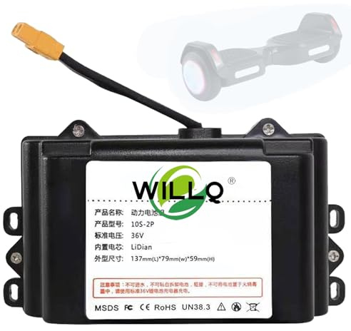 WILLQ 36V 2000mAh 3000mAh 4400mAh Lithium-Ionen-Akkupack, 36 Volt Ersatzakku für Hoverboard und 158,4 Wh Balance Car Motor-Kit,36v4400mah