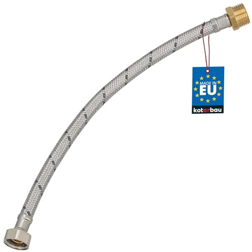 KOTARBAU® Flexschlauch 1/2 x 1/2, Wasserschlauch 40 cm, Panzerschlauch | Außengewinde x Innengewinde, Anschlussschlauch für Armatur, Schlauch Für Wasserhahn, Edelstahlummantelt