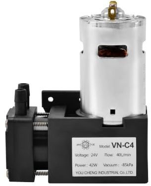 VUYOMUA Pompa a vuoto 40L Mini compressore d'aria a membrana 24V Micro pompa ad aria -85KPA Grado di vuoto Mini pompa a pistone a spazzola (VN-C4)