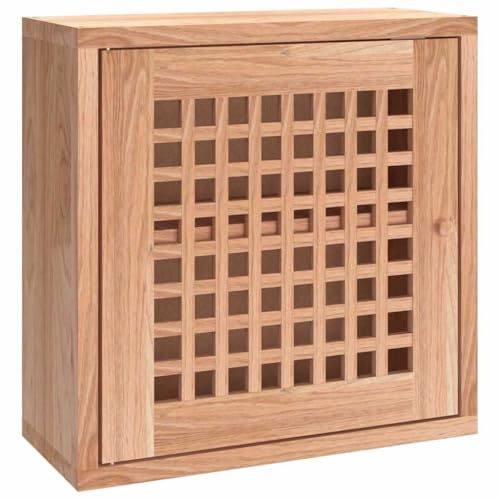 HFXHIJXQ Wandschrank 42x18x42 cm aus Massivholz Nussbaum, Hängeschrank mit 2 Fächern für Flur und Wohnzimmer, geölter Walnussholz-Schrank als dekoratives Wandregal für extra Stauraum