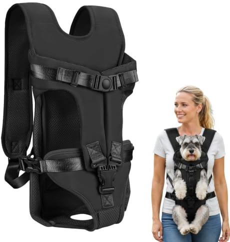Hunderucksack, Verstellbarer Frontträger für Haustiere, Einfach Anzupassen & Beine Draußen & Atmungsaktive Sicherheits-Tragetasche für Welpen und Kleine bis Mittelgroße Hunde zum Campen (L)