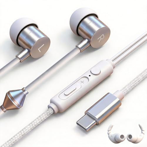 Cuffie USB-C Air Tube - Auricolari cablati anti radiazioni senza EMF con microfono per riduzione del rumore e controllo del volume - Zero EMF per gravidanza, bambini - Comfort orecchio aperto per