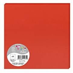 Clairefontaine 11171C Packung (mit 25 Karten Pollen 160 x 160mm) 210g, korallenrot