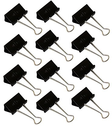 Wedo 6421541 Foldback Klammern, 6 Stück im Beutel, lackiertes Metall Abnehmbare Bügel, Starke Feder, 41 mm, Schwarz/Silber