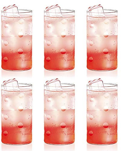 Borosil ision Deco Große Medaillon-Gläser [Set mit 6 Stück] klares, leichtes und langlebiges Trinkgeschirr, 340 ml Tassen