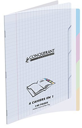 Conquérant Classique Cahier grands carreaux sans spirales 140 Pages 24 x 32 cm Incolore