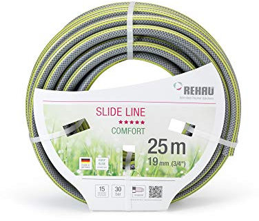 REHAU Gartenschlauch Slide LINE 3/4 Zoll 25m: sehr gleitfähig damit schmutzabweisend + Abriebfest, umweltfreundlich + schadstofffrei