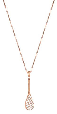 Esprit Damen-Kette mit Anhänger Atropia Messing rhodiniert Zirkonia weiß Rundschliff 80 cm - ESNL02974C800