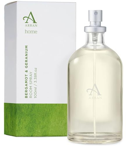 Arran Sense of Scotland Bergamot & Geranium Home Scented Room Spray Mist Air Freshener (100ml) Tender Green Bergamot & Citrus Intertwined with Natural Warm Geranium