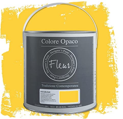 Fleur Designer'S Paint Fleur Colore Opaco Chalky Look Per Pareti E Grandi Superfici - 2,5L F43 - India Gold