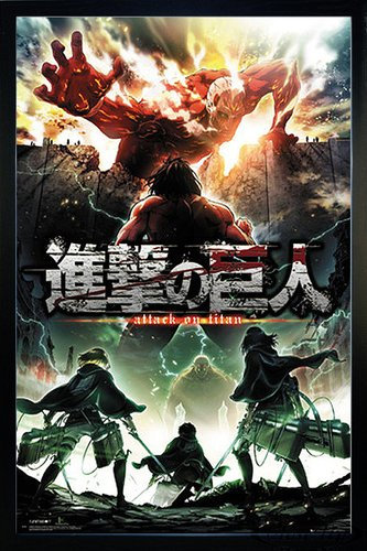 Close Up Attack On Titan Poster Season 2 Key Art (66x96,5 cm) gerahmt in: Rahmen schwarz