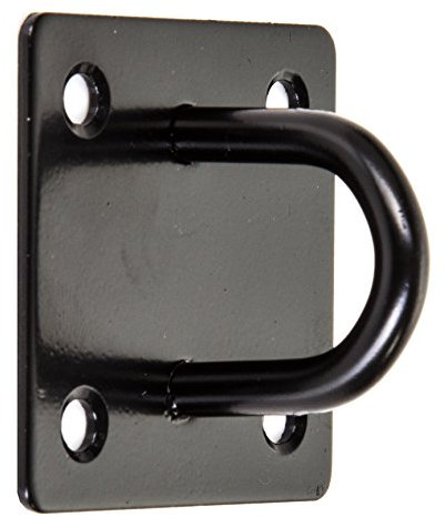 White Hinge Black Steel Staple Eye Plate - Chain/Cable/Rope Metal Boat Mooring Loop
