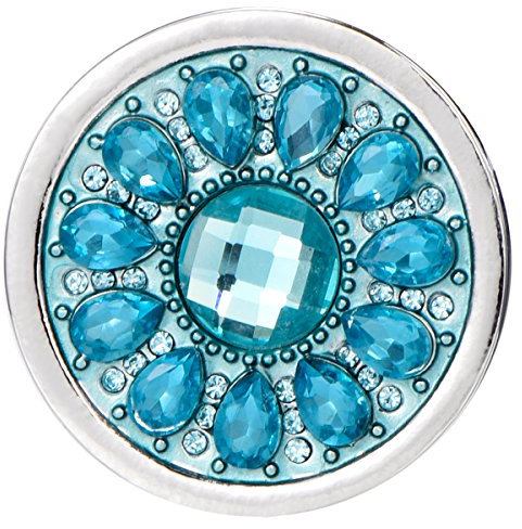 Morella Damen Schmuckmünze Coin 33 mm Blüte Zirkoniasteine türkis