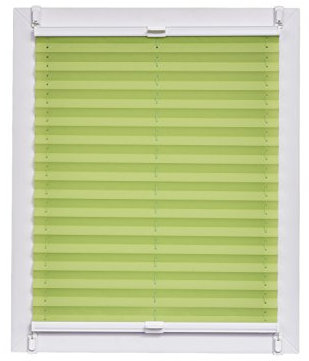 Sunlines Plissee Made in Germany, Tageslicht, Crepes Uni Klemmfix, Weisse Schiene, 125 x 150 Plissee, Stoff, Grün, 125 x 2.3 x 150 cm, 1 Einheiten