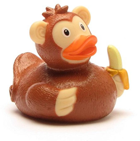 Badeente AFFE I Quietscheente I L: 7,5 cm I inkl. Badeenten-Schlüsselanhänger im Set
