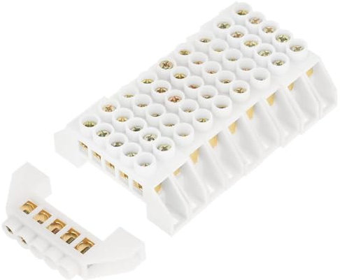 Jadeshay Morsetti Elettrici,10 Pezzi Morsettiera Distribuzione Terminali a Vite 5 Fori Connettori a Morsetto in Ottone a Forma per Elettrodomestici Circuiti Elettronici e Macchine