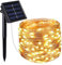 Luces solares de cadena, luces LED de alambre de cobre, luces de hadas, luces solares impermeables para jardín (10M)