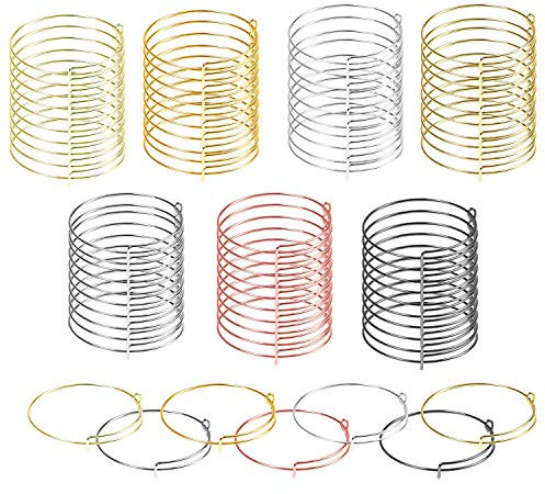 Allazone 70 PCS Expandable Bangle Bracelet, 7 Colors Metal Adjustable Blank Bangle Bracelets, Adjustable Wire Blank Bracelet Expandable Bangle for DIY Jewelry Making