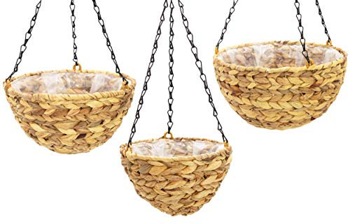 B2S BACK2SEASON 3 x Pflanzenampel mit Kette Wasserhyazinthe Blumenampel Hängeschale 3er Set - D=20, 25 und 30 cm
