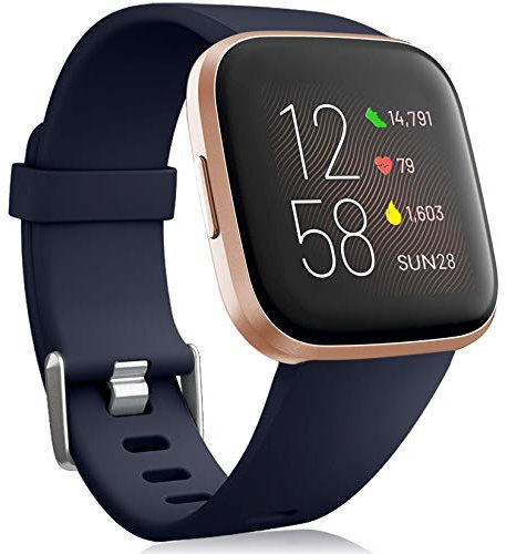 Oielai per Cinturino Fitbit Versa 2/Cinturino Fitbit Versa, Silicone Sport Classico Sostituzione Cinturino Compatibile con Fitbit Versa Lite/Fitbit Versa 2/Fitbit Versa, Piccolo Blu Scuro
