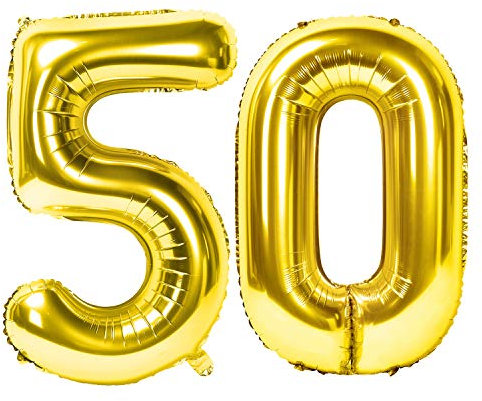 Siumir Zahlenballons Gold Number Folienballons Zahl 50 Riesenzahl Luftballons für Geburtstag, Hochzeit, Jubiläum Party Dekoration