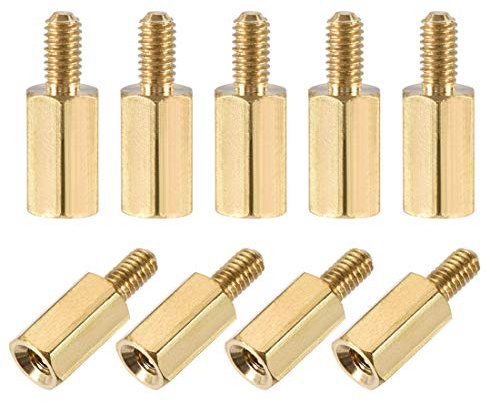 sourcing map 20Stk. M2,5x8mm+5mm Stecker Buchse Messing PCB Motherboard Abstandhalter Ständer