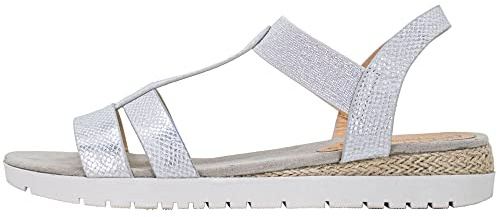 Fitters Footwear That Fits Damen Sandale Annika Synthetik Bequeme Sandale mit Schlangenprint und Glitzerband Übergröße (44 EU, Silber)