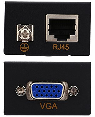 PUSOKEI Extender VGA, Cavo Ethernet Cat5 / Cat6 Extender 60M RJ45, con 1 Trasmettitore, 1 Ricevitore, Segnale VGA su IP Standard
