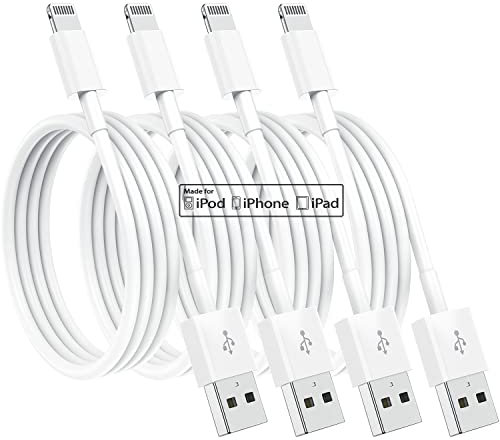 4Pack Apple MFi Certified Apple iPhone Charger 2m, iPhone Lightning to USB Cable 2 meters, Super Fast apple iphone Charging Cable for iPhone 12/12mini/11/Pro/Max/X/XS/XR/XS Max/8/7/6,ipad