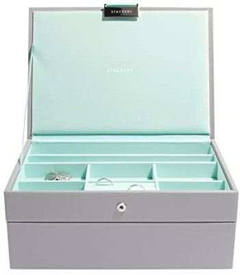 Stackers Dove Grey & Mint Classic Jewellery Box, Set of 2