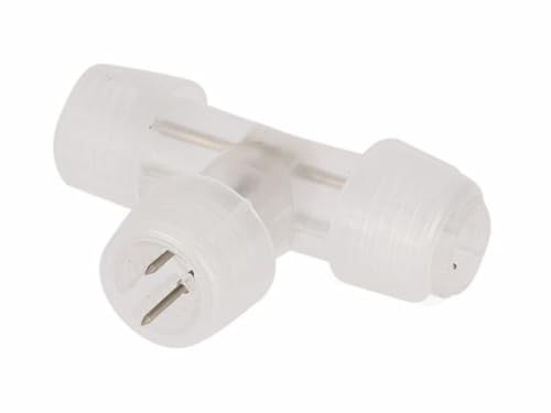 HQ-Power Transparenter T Connector für Lichtschlauch und LED Lichtschlauch, 1 Stück, T förmiger Verbinder für flexible Lichtinstallation, unauffälliger Anschluss, einfache Montage