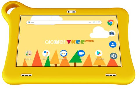 Alcatel TKEE Mini (2021) Tablet 17,8 cm (7 Zoll), Quadcore, 1GB RAM, 32GB Speicher erweiterbar durch MicroSD bis zu 128GB, 2580mAh Akku, Android 10 (Go Edition) + Kurio Genius, Tasche, orange und gelb