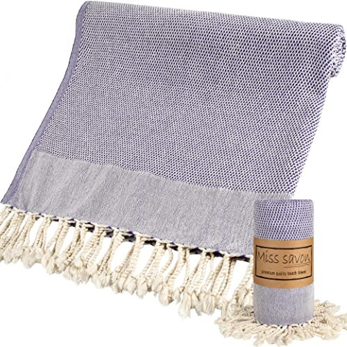 Miss Savon Strandtuch groß - Original türkisches Saunatuch Baumwolle | Strandhandtuch XXL Decke für SPA Strand Sauna Fitnesss Sport Yoga (Pflaume)