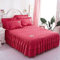 XYSQ Bettrock Tagesdecke Rüschen Bett Rock Bett Volant Tagesdecken Bettwäsche Mit Rüschen Faltenresistent Und Ausbleichen Beständig Mit 2* Kissenbezug (Color : Red A, Size : 180x200cm)