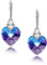 S925 Sterling Silber Nadel Herz Dangle Drop Hoop Ohrringe für Frauen Mehrfarbige Kristall Cubic Zirkonia Lila Amethyst Dangling Ohrringe Feine Schmuck Geschenke für Sie (purple)