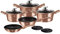 Berlinger Haus Rose Gold Batería Cocina Inducción 10 Piezas, Antiadherente Mármol sin PFOA, Aluminio, Set 3 Cazuelas, 3 Tapas Cristal, 2 Sartenes, 2 Salva Manteles, Diseño Metallic, Vitrocerámica