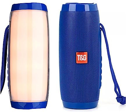 OBSRAY Portable Bluetooth Speaker, Wireless Waterproof with LED Light, 10W, Blue, IPX5, 360° Sound, Bluetooth 4.2, 7 Driver, 1 Year Warranty