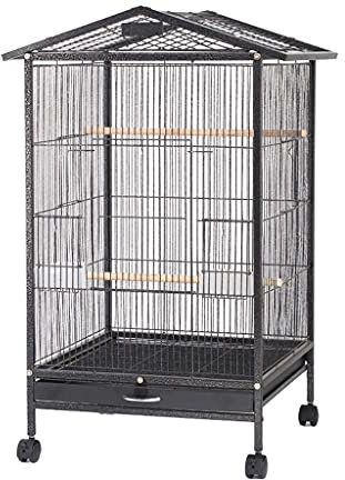 Sudemota Vogelkäfig Vogelkäfig Großes Dach Papageienkäfig Schwarz Phoenix Myna Zuchtkäfig Vogelkäfig Große Größe for Vogelschwarm, Kanariensittiche Vogelkäfige Dekor