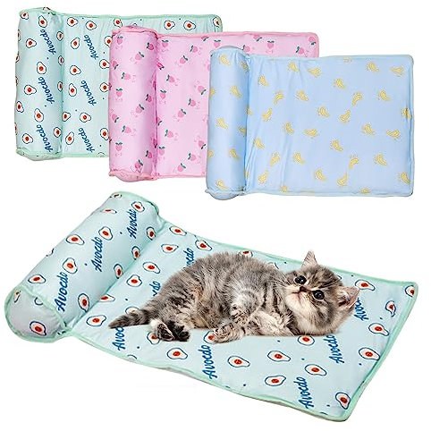 LWuuywa Kühlbett für Hunde Katzen, Selbstkühlendes Kühlkissen aus Eisseide Waschbare Atmungsaktive Katzen Kühlmatte Kühle Unterlage für Hunde und Katzen (A, 60 x 40 cm)