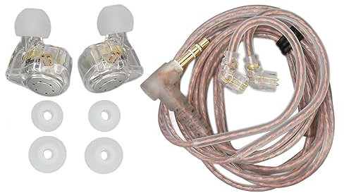 KZ EDX Pro 10mm DD Driver In-Ear HiFi Auriculares con Placa Frontal de Acero Inoxidable, Cable Desmontable Chapado en Oro de 2 Pines, Cable de Cobre Libre de Oxígeno (Transparente)