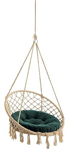 Hängesessel Outdoor Kissen – Hängematte Sitzkissen – Nestschaukel Kissen für Komfort – Waschbares Rundkissen – Grün – 65 cm